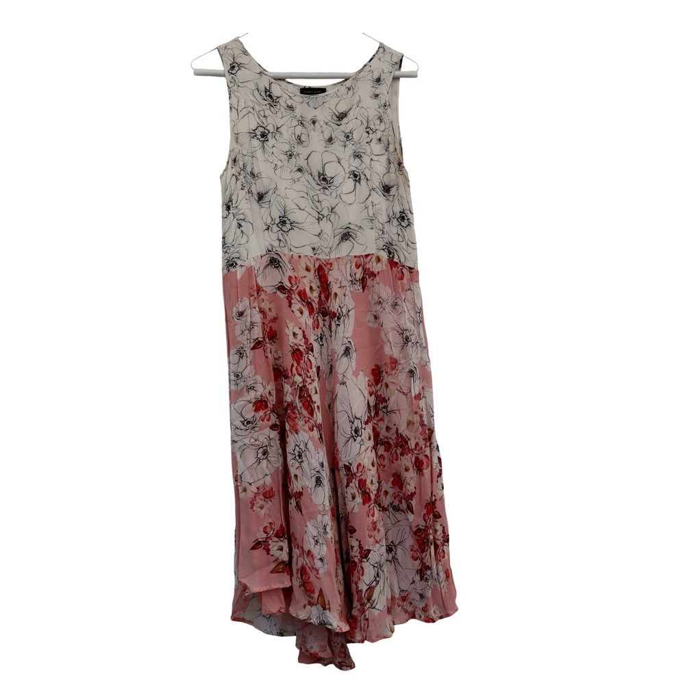 Varun Bahl‎ by Antropologie Floral Color  Midi Dress Pink White Size 8 RN66170
